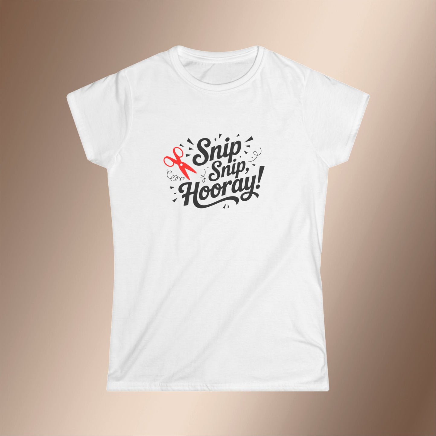 Snip Snip Hooray Women's Softstyle Tee - Fun DIY Gift, Birthday Celebration, Crafting Enthusiast, Cutting Crafts, Cheerful Apparel
