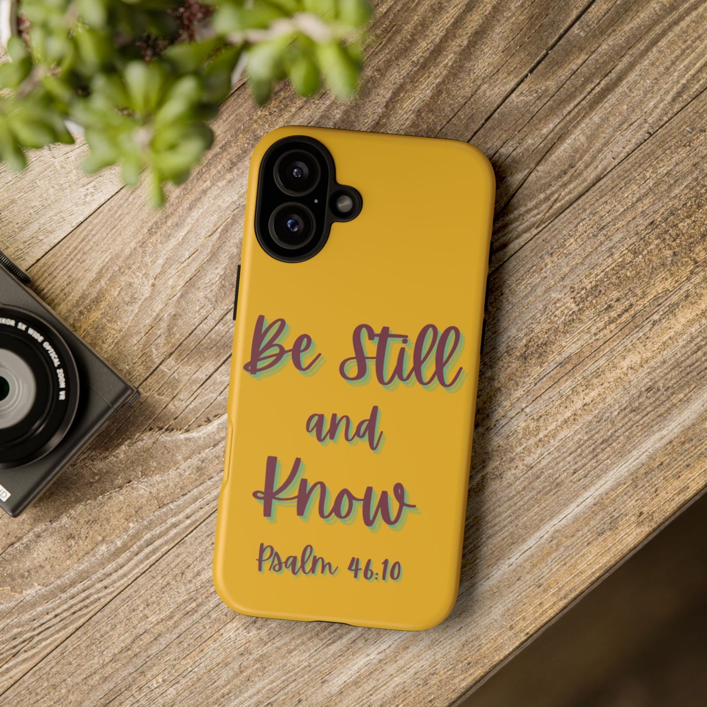 Yellow Be Still and Know Case, Inspirational Motivational Accessory, Gift for Faith Lovers, Psalm 46:10