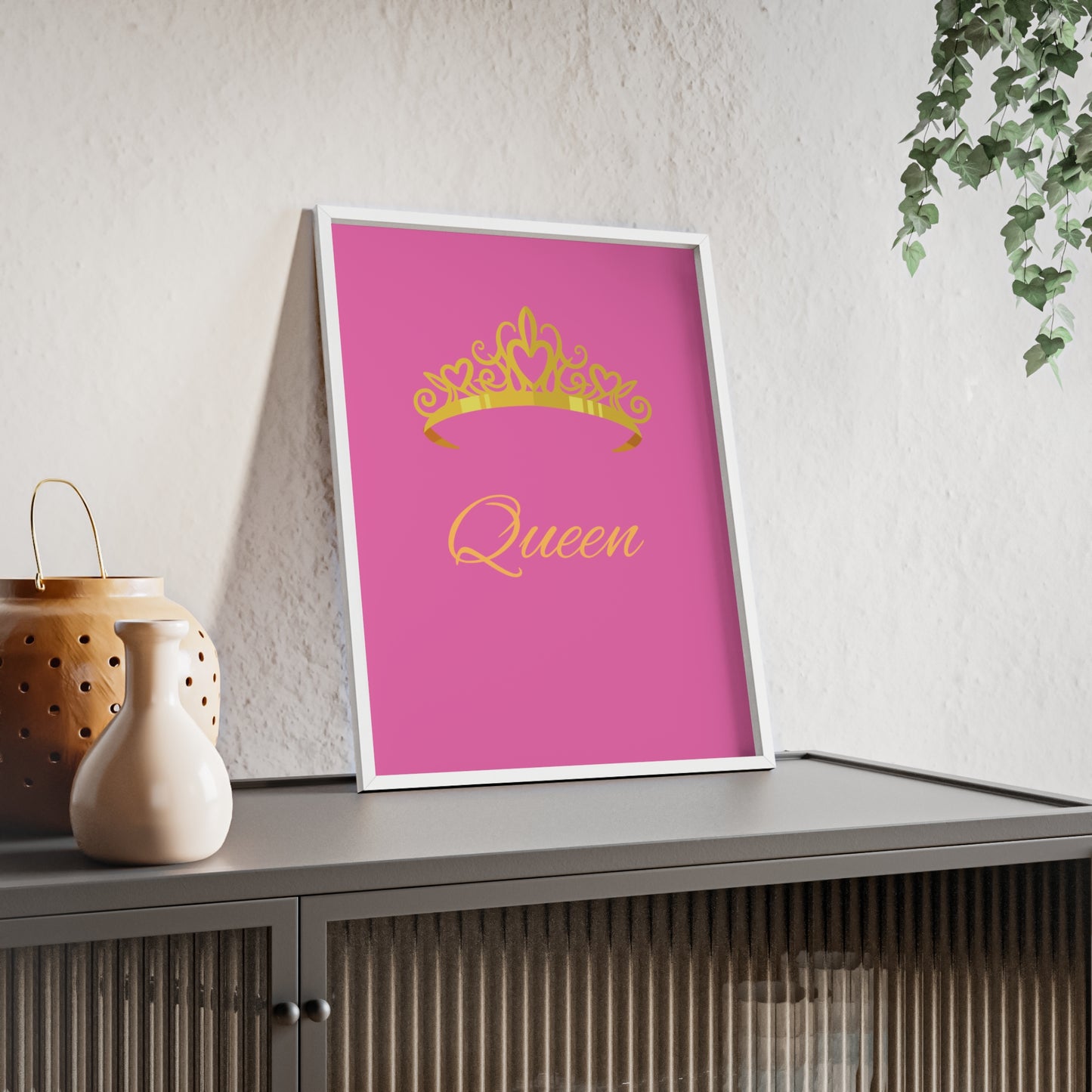 Queen Crown Poster with Wooden Frame, Home Decor, Gift for Her, Birthday, Wall Art, Inspirational Decor, empowerment