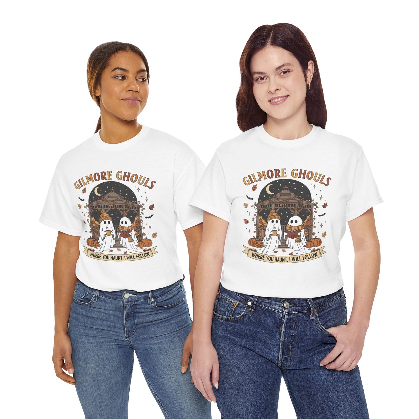 Gilmore Ghouls Unisex Heavy Cotton Tee, Halloween Shirt, Ghost T-Shirt, Spooky Apparel, Cute Halloween Outfit, Fall Fashion