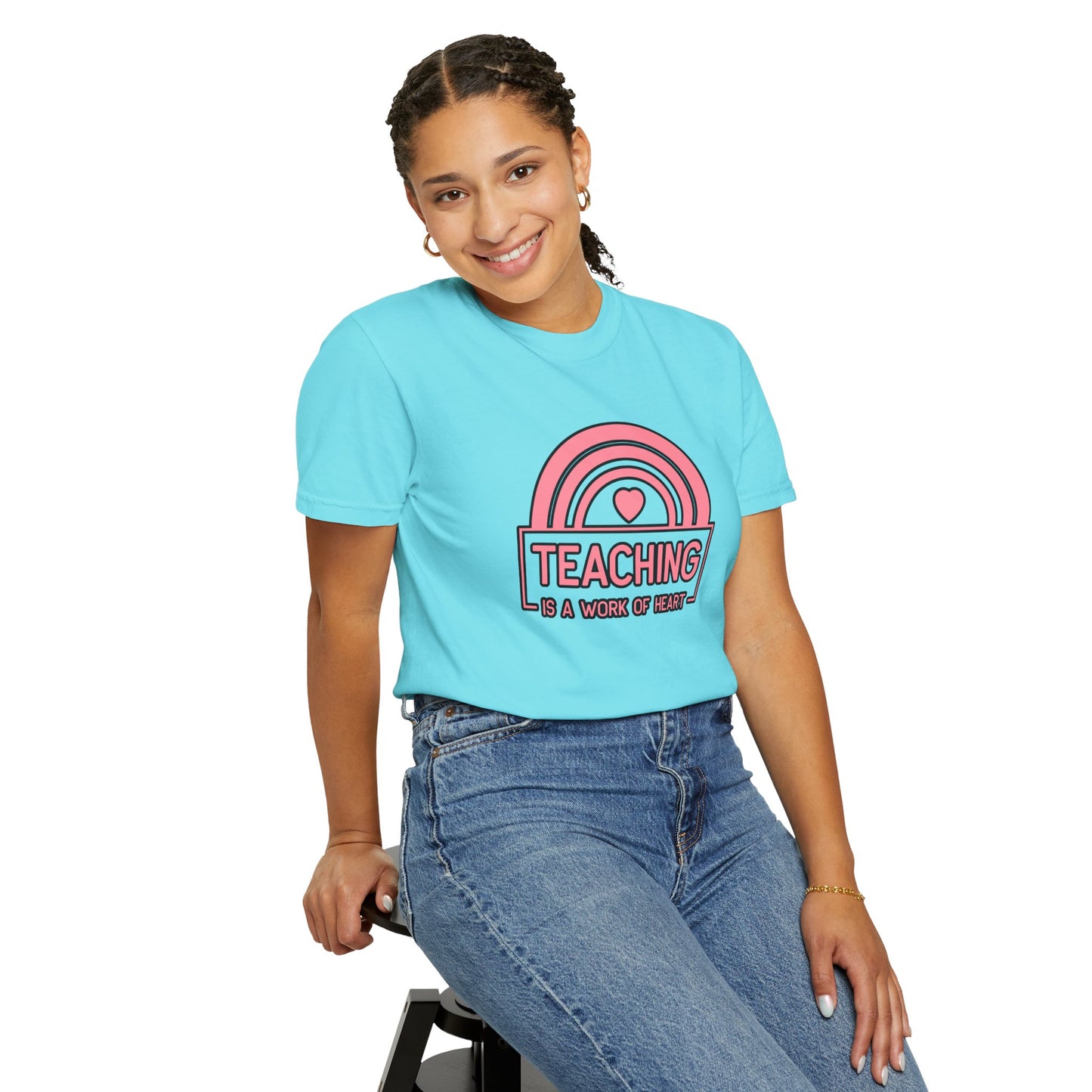 Heartfelt Teaching T-Shirt, Inspirational Teacher Shirt, Gift for Educators, Rainbow Graphic Tee, Classroom Appreciation Apparel