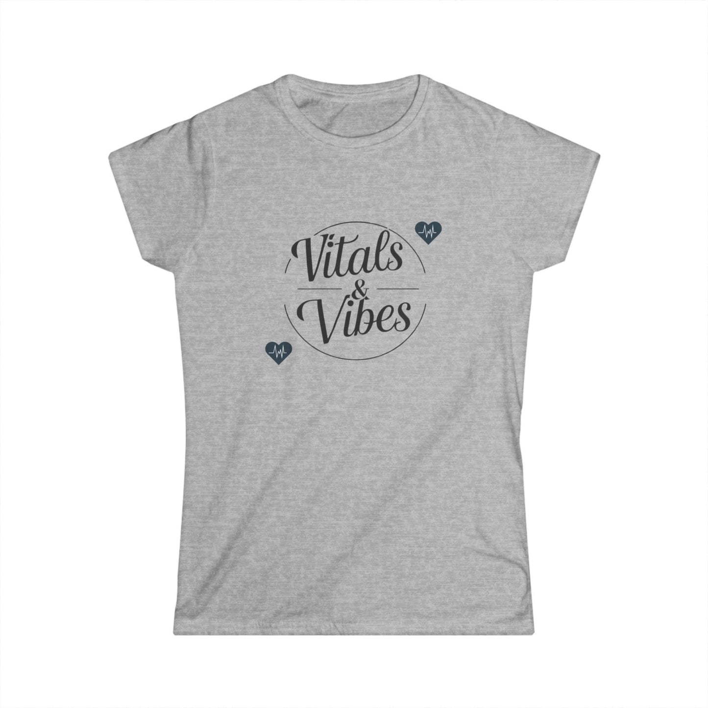 Women's Softstyle Tee for Nurses with 'Vitals & Vibes' Design - Casual Wear, Gift for Friends, Positive Vibes, Birthday Gift, Everyday Comfort