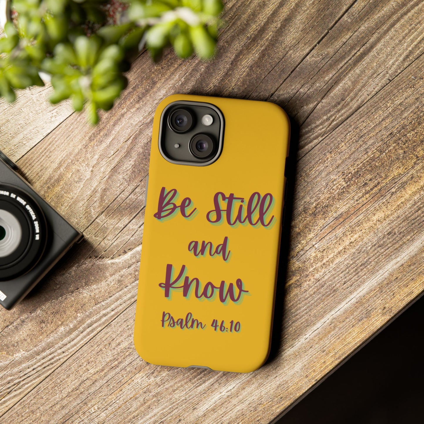 Yellow Be Still and Know Case, Inspirational Motivational Accessory, Gift for Faith Lovers, Psalm 46:10