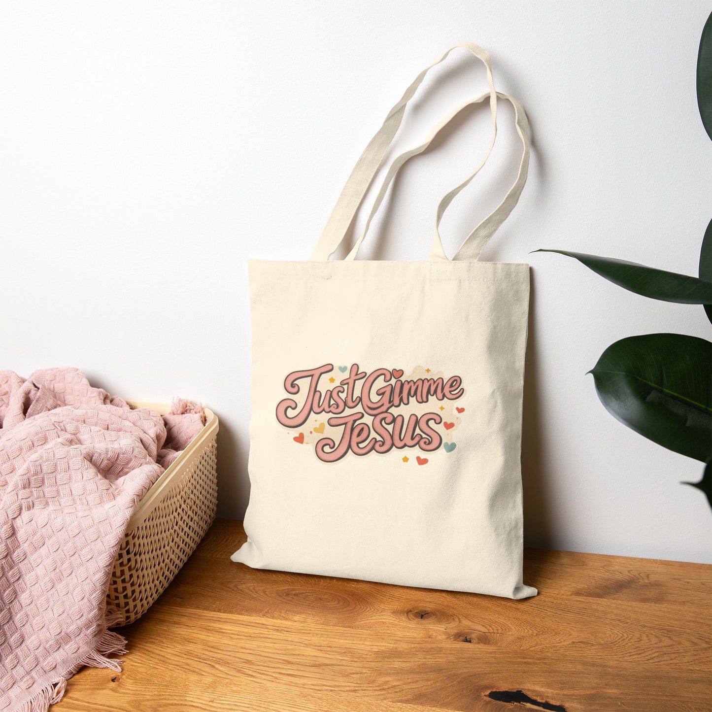 Just Gimme Jesus Cotton Canvas Tote Bag, Eco-Friendly Bag, Church Tote, Casual Carry-All, Gift for Believers, Faith-Inspired Accessory