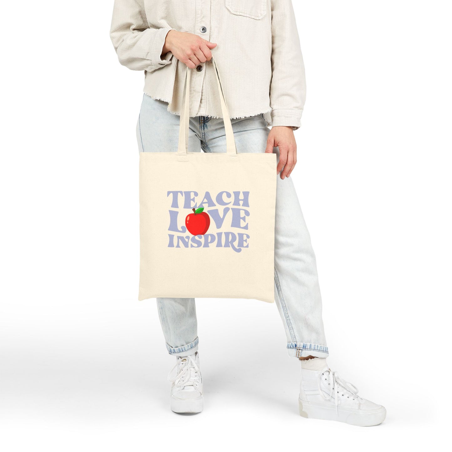 Teacher's Love Inspire Tote Bag | Eco-Friendly Gift for Educators, Shopping Bag, Beach Tote, School Bag, Sustainable Canvas Bag