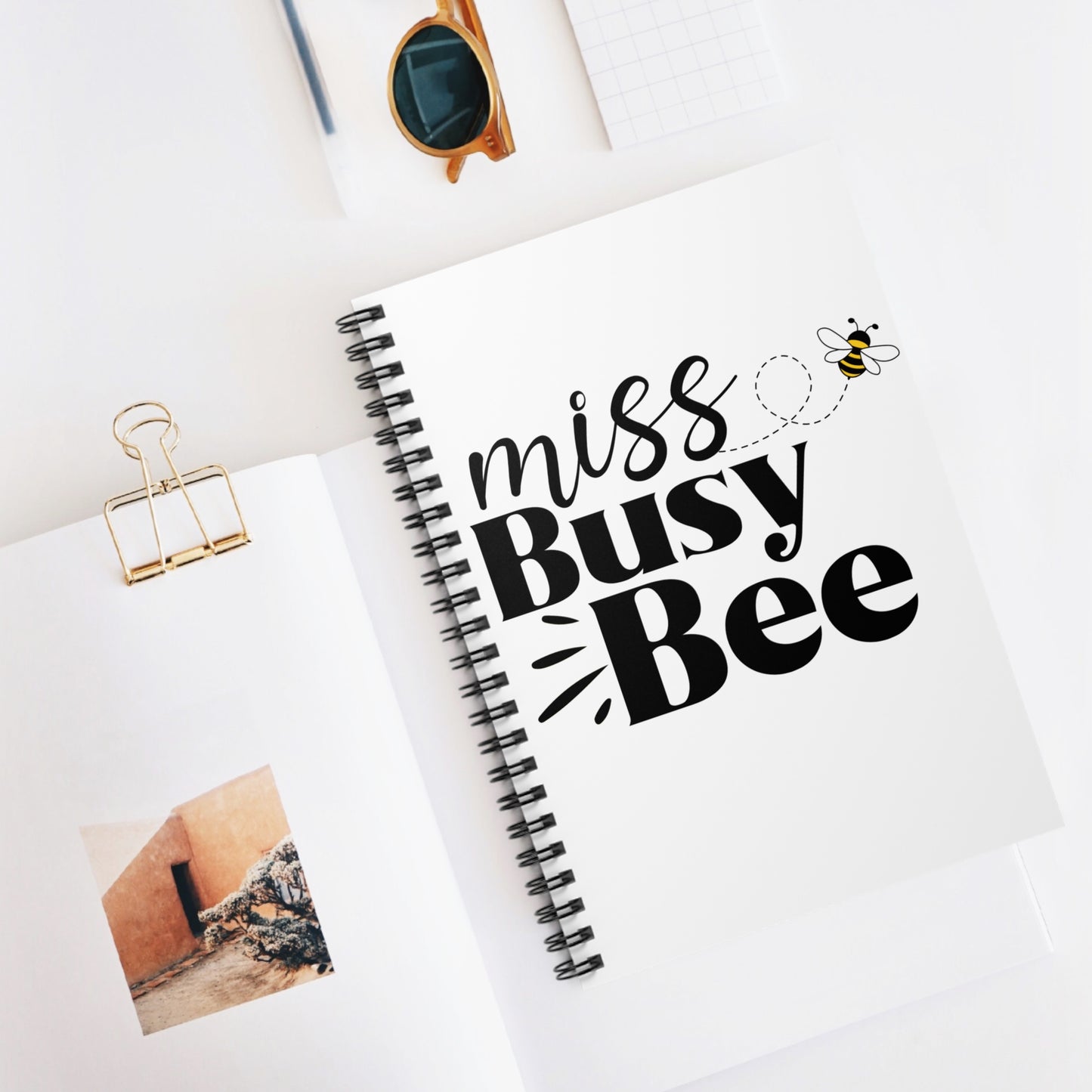 Miss Busy Bee Notebook - Cute Spiral Sketchbook, Back to School Supplies, Gifts for Students, Bees, Journaling