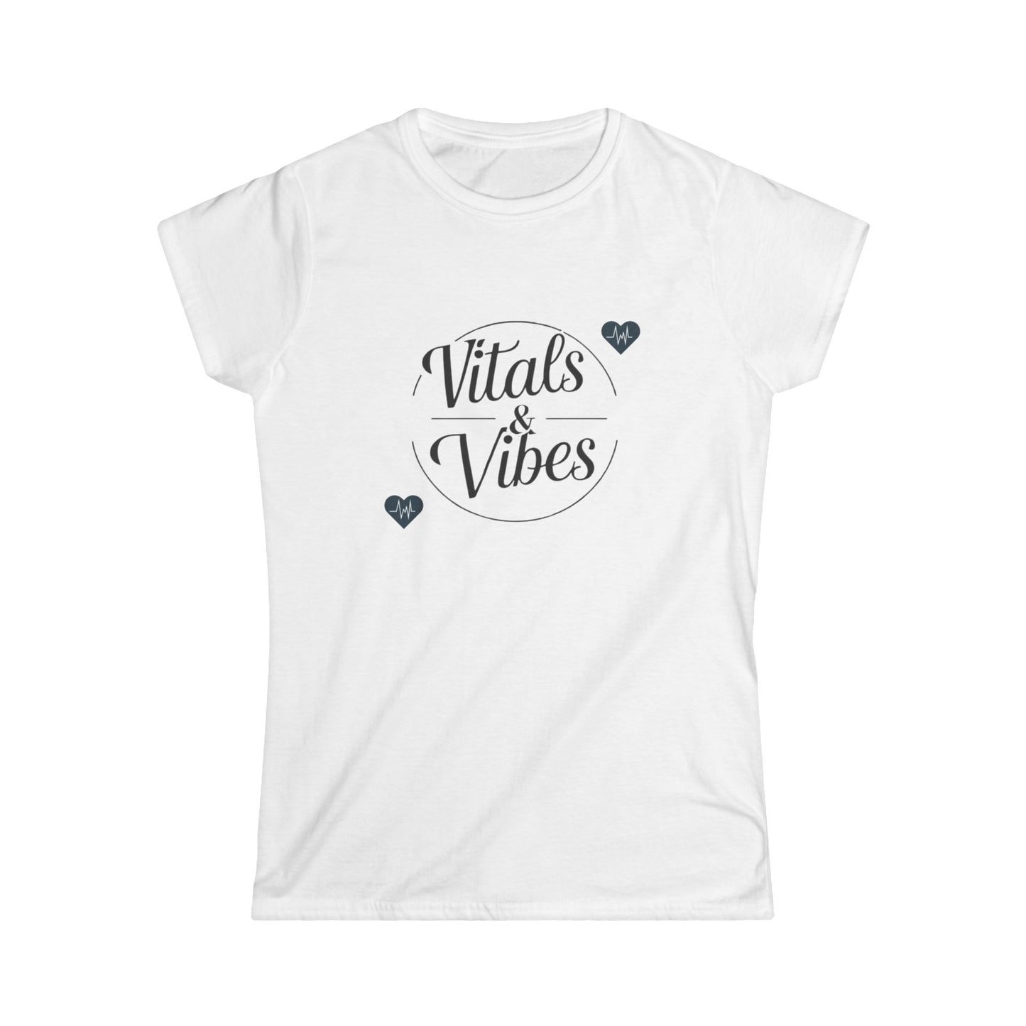 Women's Softstyle Tee for Nurses with 'Vitals & Vibes' Design - Casual Wear, Gift for Friends, Positive Vibes, Birthday Gift, Everyday Comfort