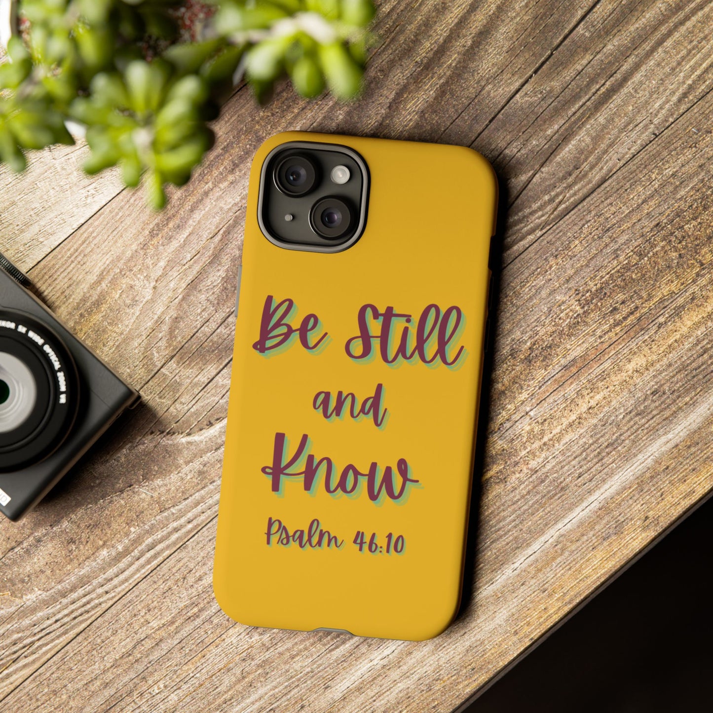 Yellow Be Still and Know Case, Inspirational Motivational Accessory, Gift for Faith Lovers, Psalm 46:10