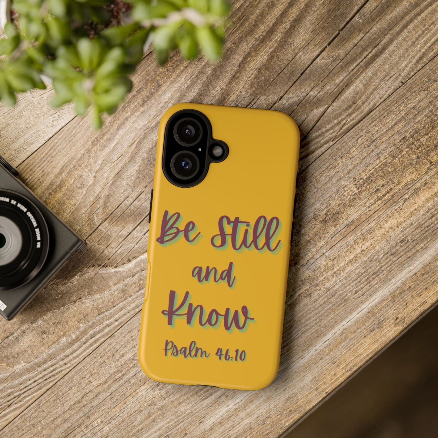 Yellow Be Still and Know Case, Inspirational Motivational Accessory, Gift for Faith Lovers, Psalm 46:10