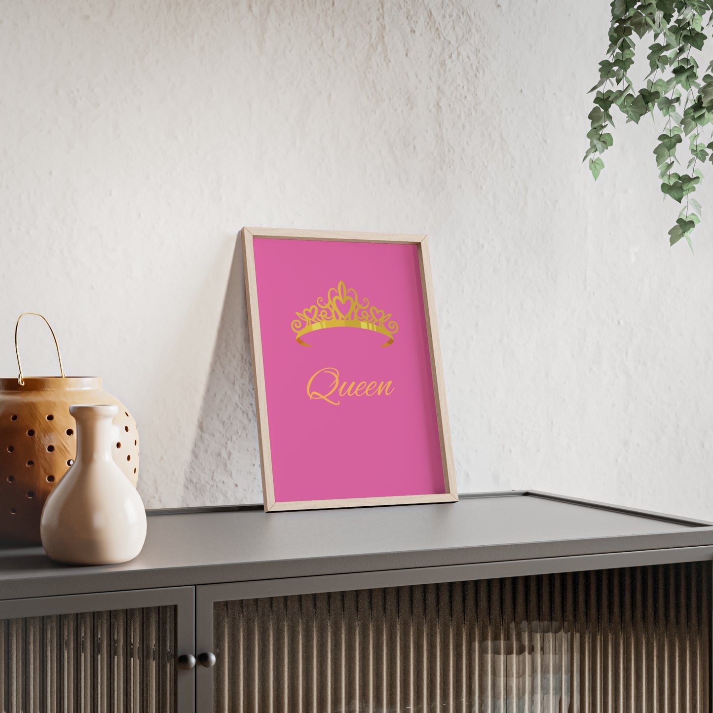 Queen Crown Poster with Wooden Frame, Home Decor, Gift for Her, Birthday, Wall Art, Inspirational Decor, empowerment