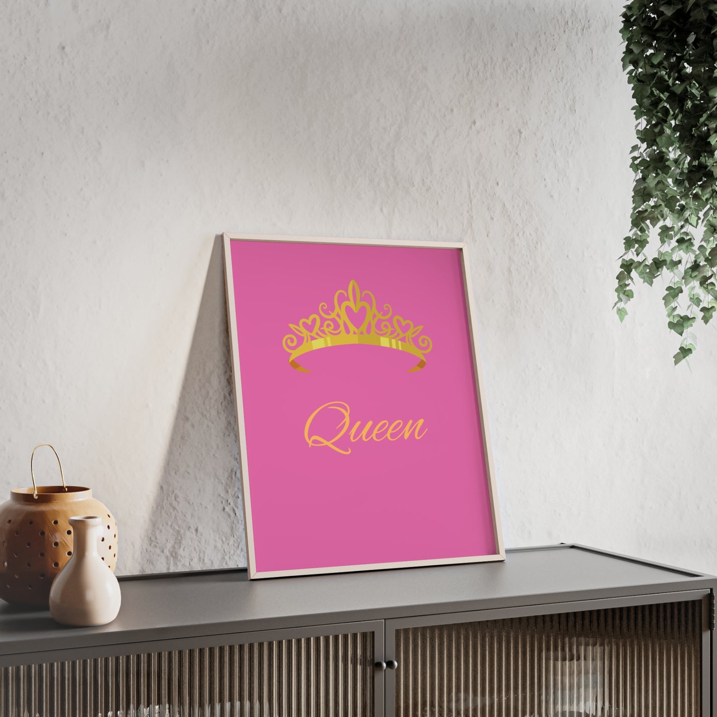 Queen Crown Poster with Wooden Frame, Home Decor, Gift for Her, Birthday, Wall Art, Inspirational Decor, empowerment