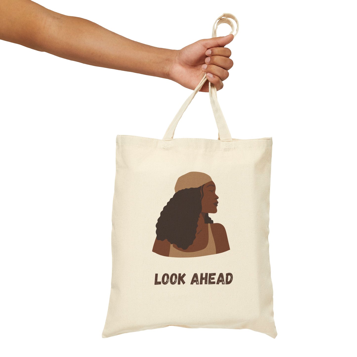 Inspirational Cotton Canvas Tote Bag - 'Look Ahead' Design