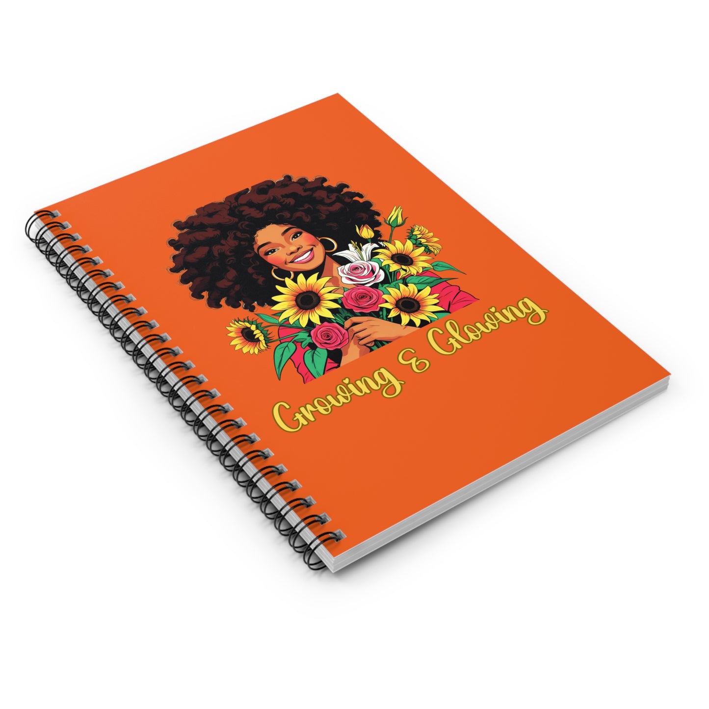 Cheerful Spiral Notebook - Growing & Glowing, Journal, Gift for Writers, Note-taking, Gratitude Journal