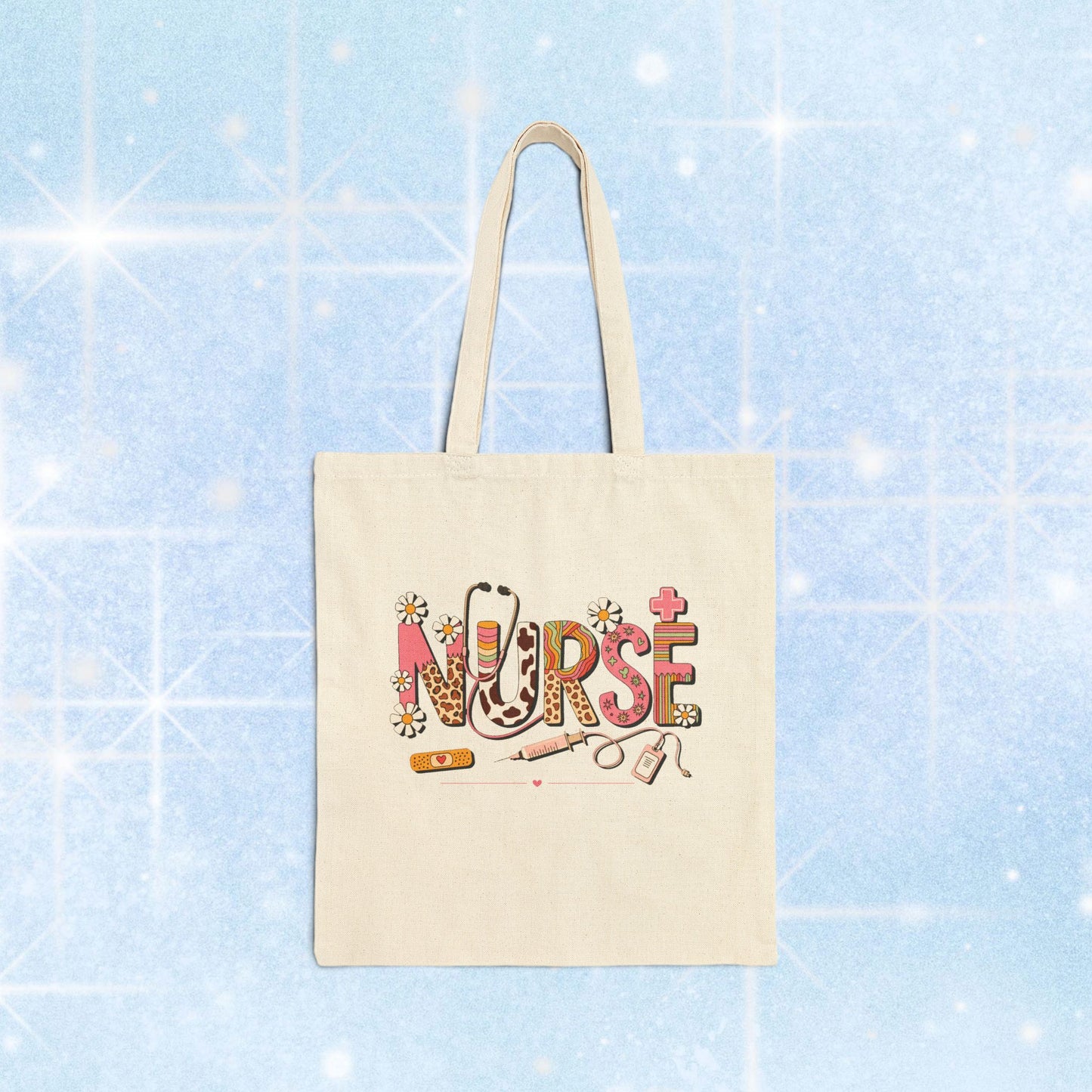 Nurse Themed Cotton Canvas Tote Bag | Gift for Nurses, Eco-Friendly Bag, Everyday Use, Nursing Appreciation, Nursing School