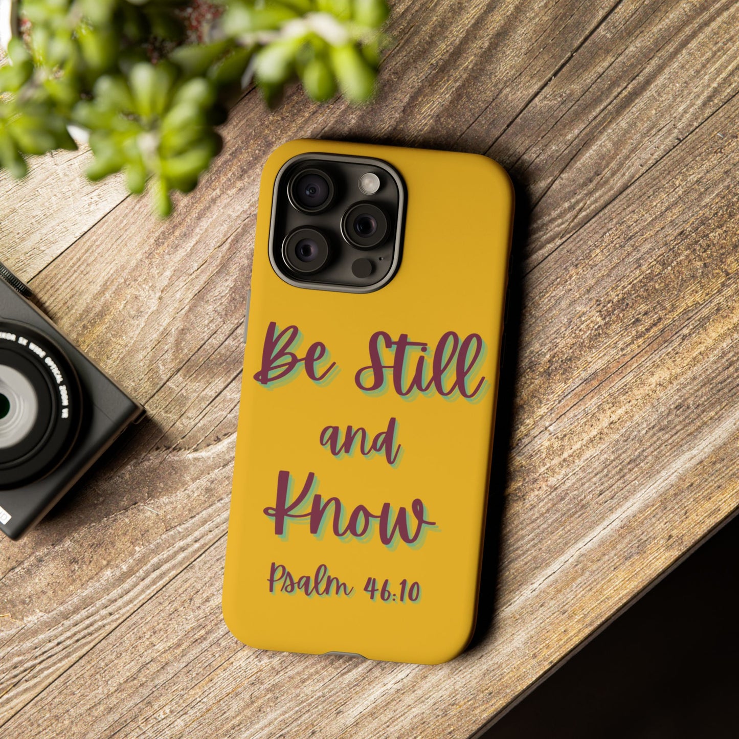 Yellow Be Still and Know Case, Inspirational Motivational Accessory, Gift for Faith Lovers, Psalm 46:10