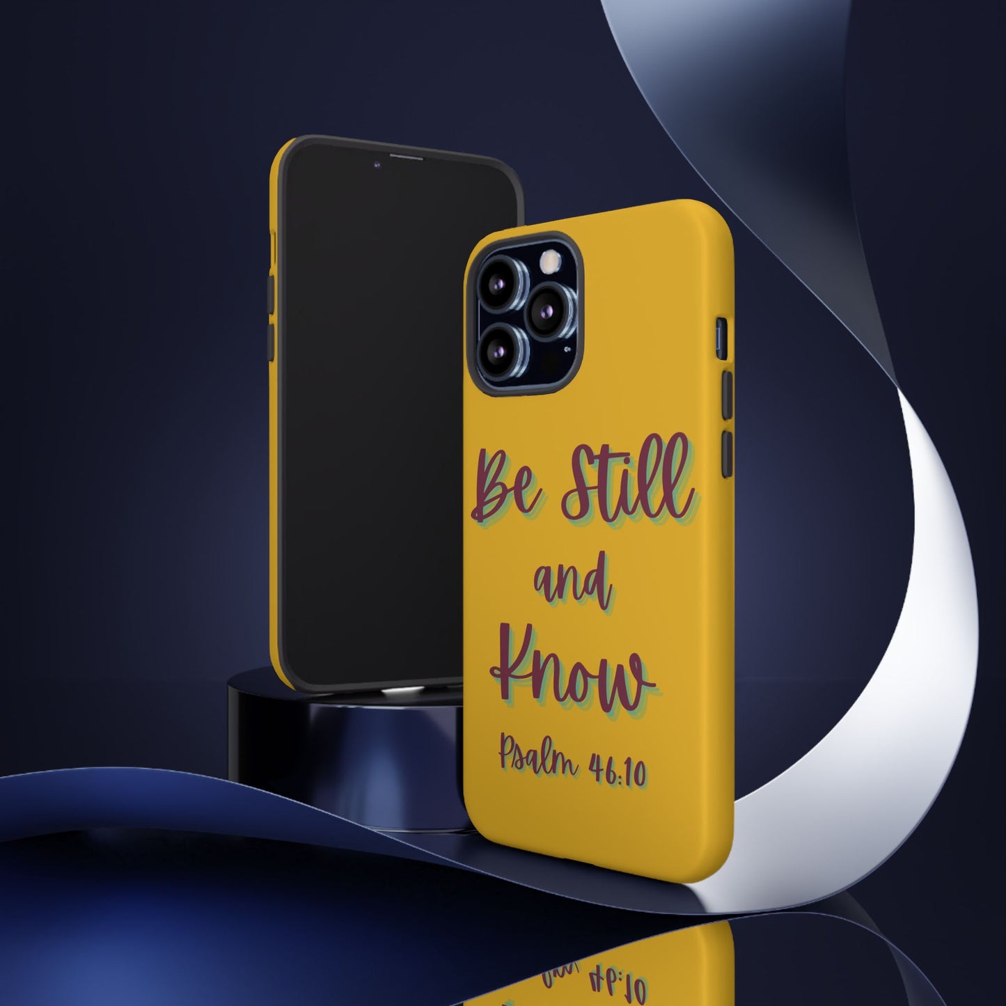 Yellow Be Still and Know Case, Inspirational Motivational Accessory, Gift for Faith Lovers, Psalm 46:10