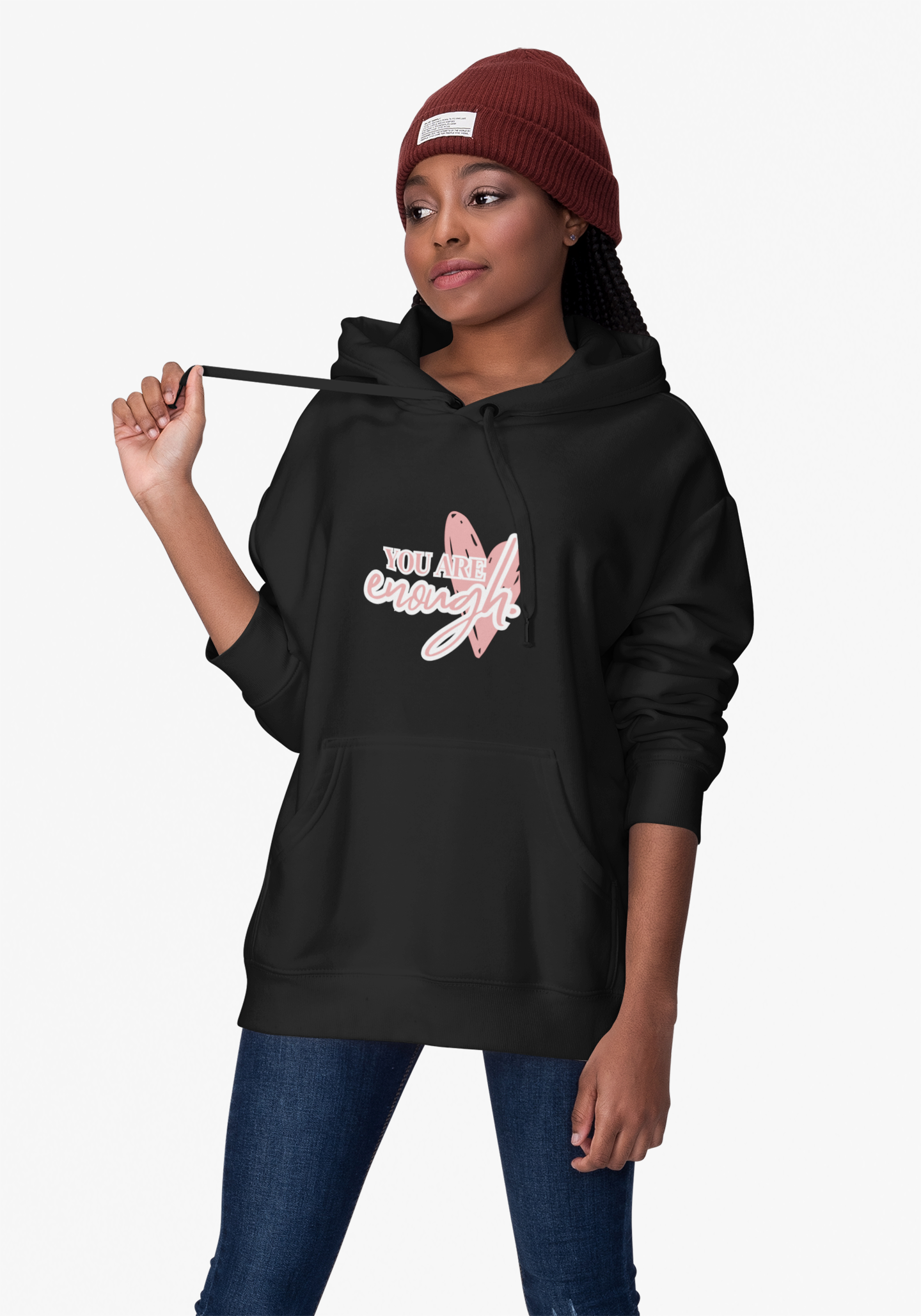 Empowering Message Hoodie, Positive You Are Enough Affirmation Sweatshirt, self-love gift, cozy unisex hoodie, motivational clothing, casual streetwear