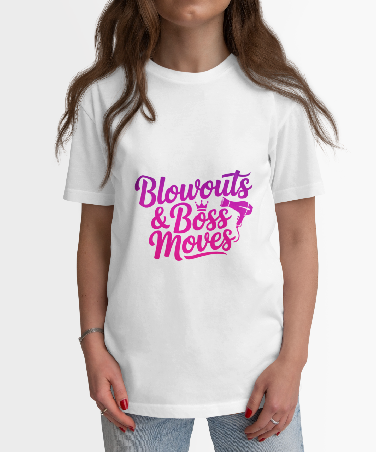 Blowouts & Boss Moves T-Shirt | Unisex Softstyle Tee | Empowering Gift for Hairstylists, Fashion Lovers, Boss Babes, Self-Care Days