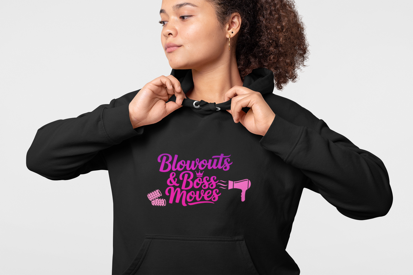 Blow Outs and Boss Moves Hoodie, Hair Stylist Gift, Salon Worker Apparel, Cozy Unisex Hoodie