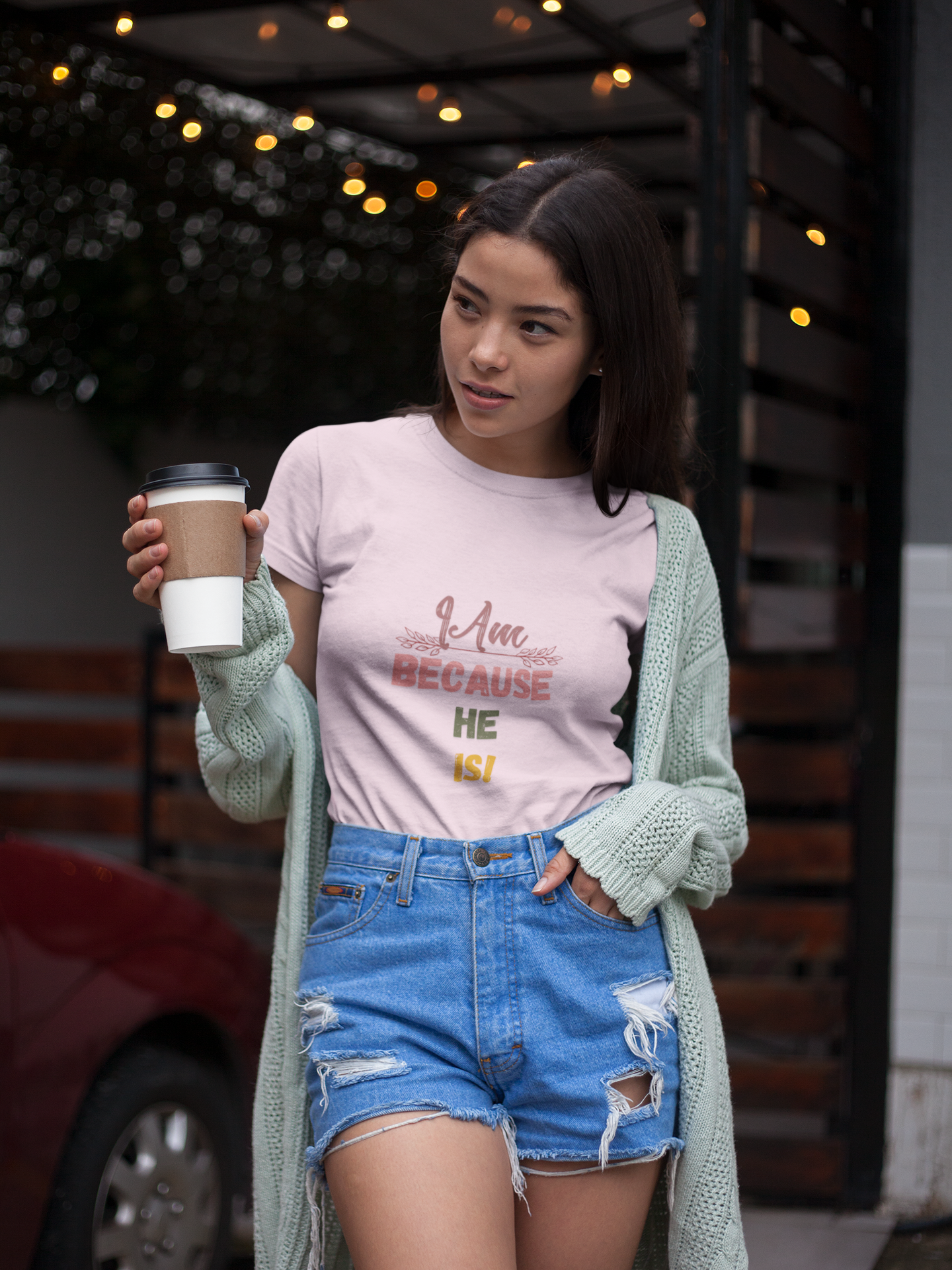 Inspirational Unisex Tee - "I Am Because He Is" - Motivational, Faith-Based, Everyday Wear, Gift for Him/Her, Casual Style