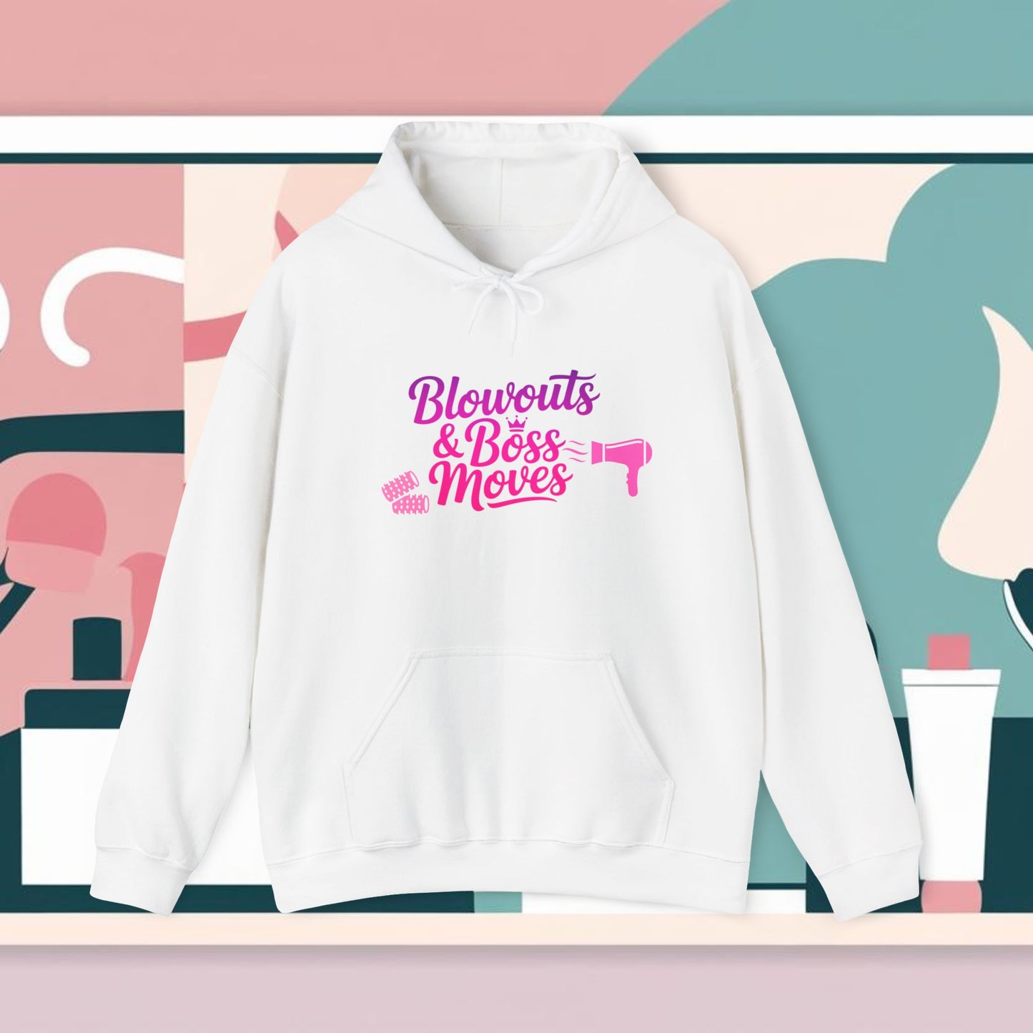 Blow Outs and Boss Moves Hoodie, Hair Stylist Gift, Salon Worker Apparel, Cozy Unisex Hoodie