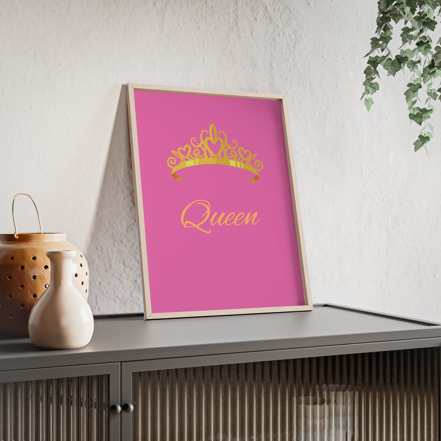 Queen Crown Poster with Wooden Frame, Home Decor, Gift for Her, Birthday, Wall Art, Inspirational Decor, empowerment