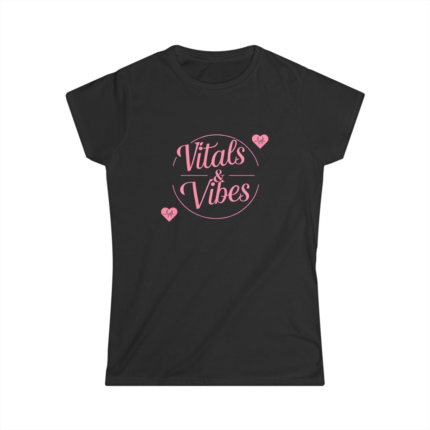 Women's Softstyle Tee for Nurses with 'Vitals & Vibes' Design - Casual Wear, Gift for Friends, Positive Vibes, Birthday Gift, Everyday Comfort