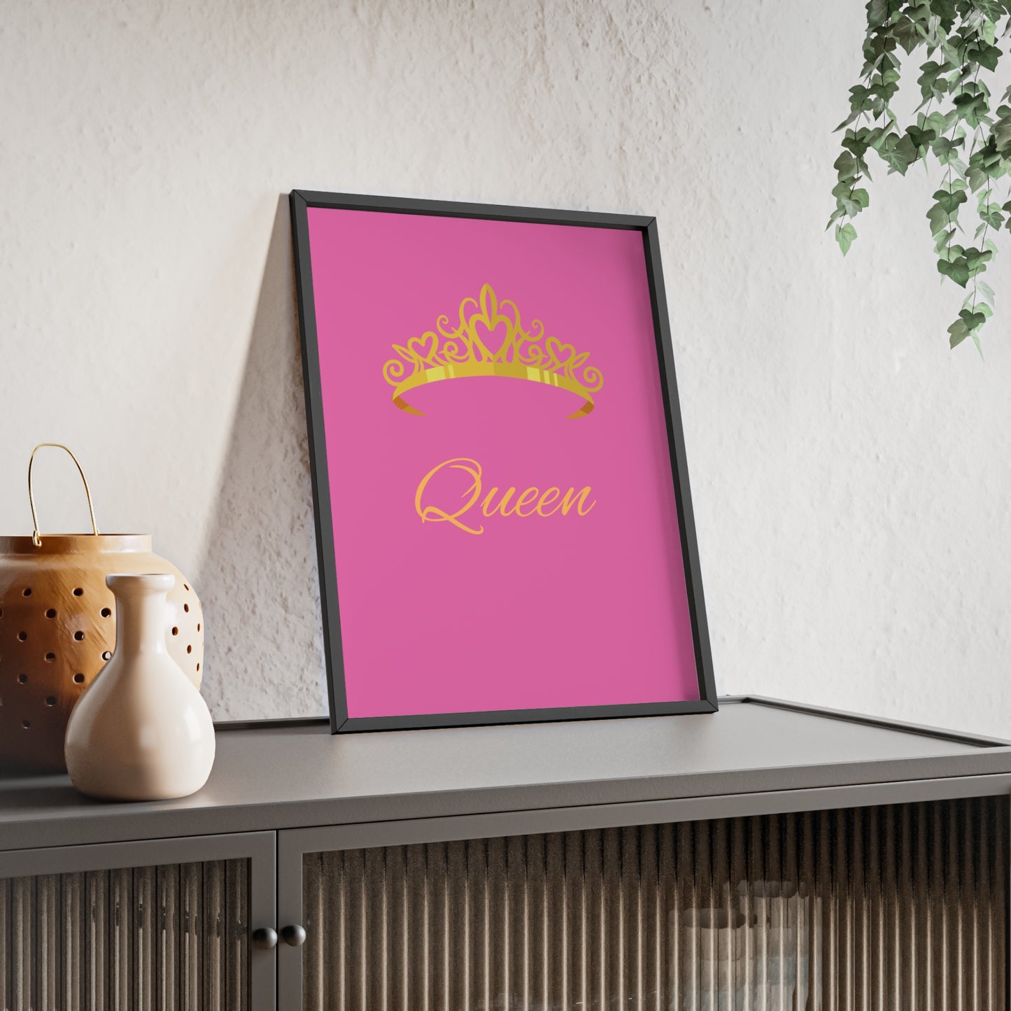 Queen Crown Poster with Wooden Frame, Home Decor, Gift for Her, Birthday, Wall Art, Inspirational Decor, empowerment