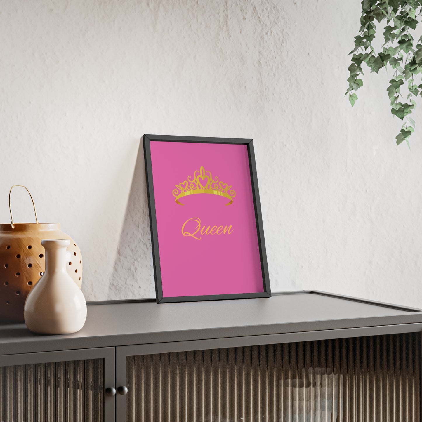 Queen Crown Poster with Wooden Frame, Home Decor, Gift for Her, Birthday, Wall Art, Inspirational Decor, empowerment