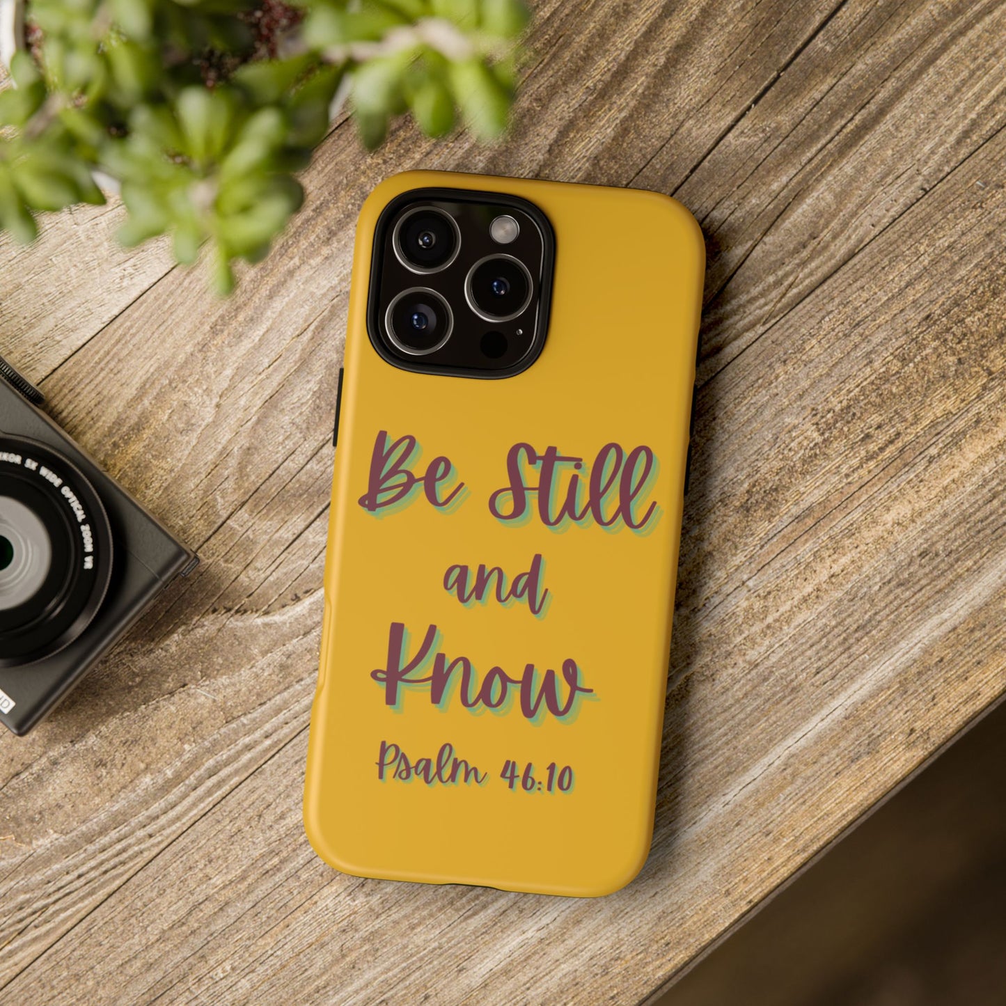Yellow Be Still and Know Case, Inspirational Motivational Accessory, Gift for Faith Lovers, Psalm 46:10