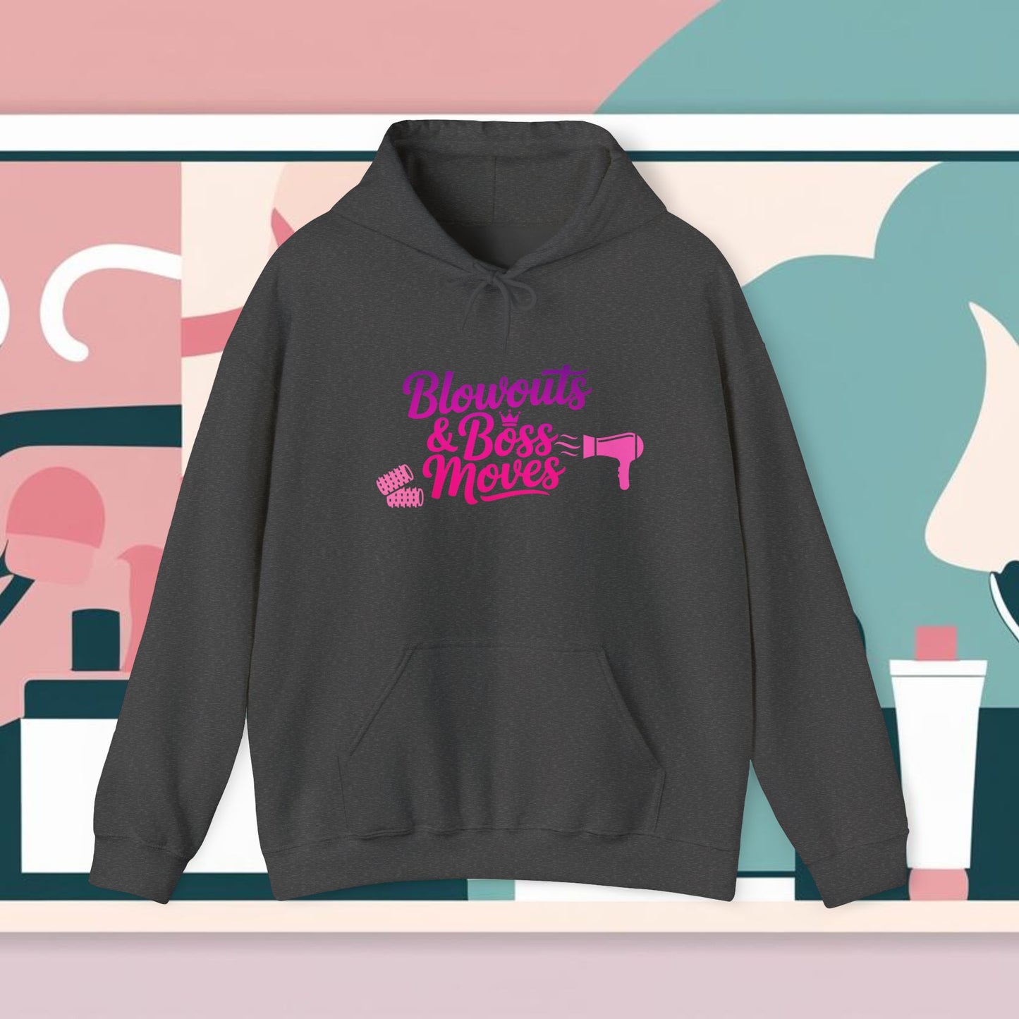Blow Outs and Boss Moves Hoodie, Hair Stylist Gift, Salon Worker Apparel, Cozy Unisex Hoodie
