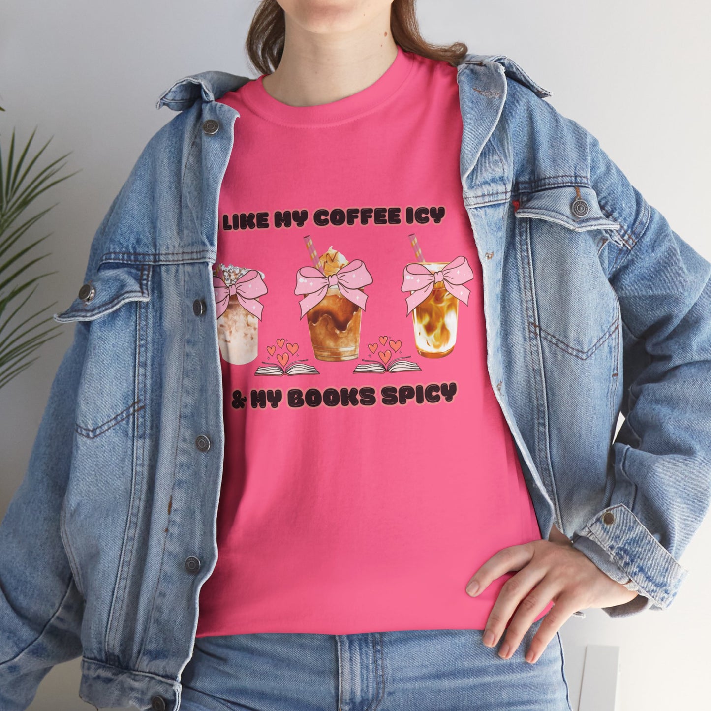 Unisex Heavy Cotton Tee for Coffee and Book Lovers!