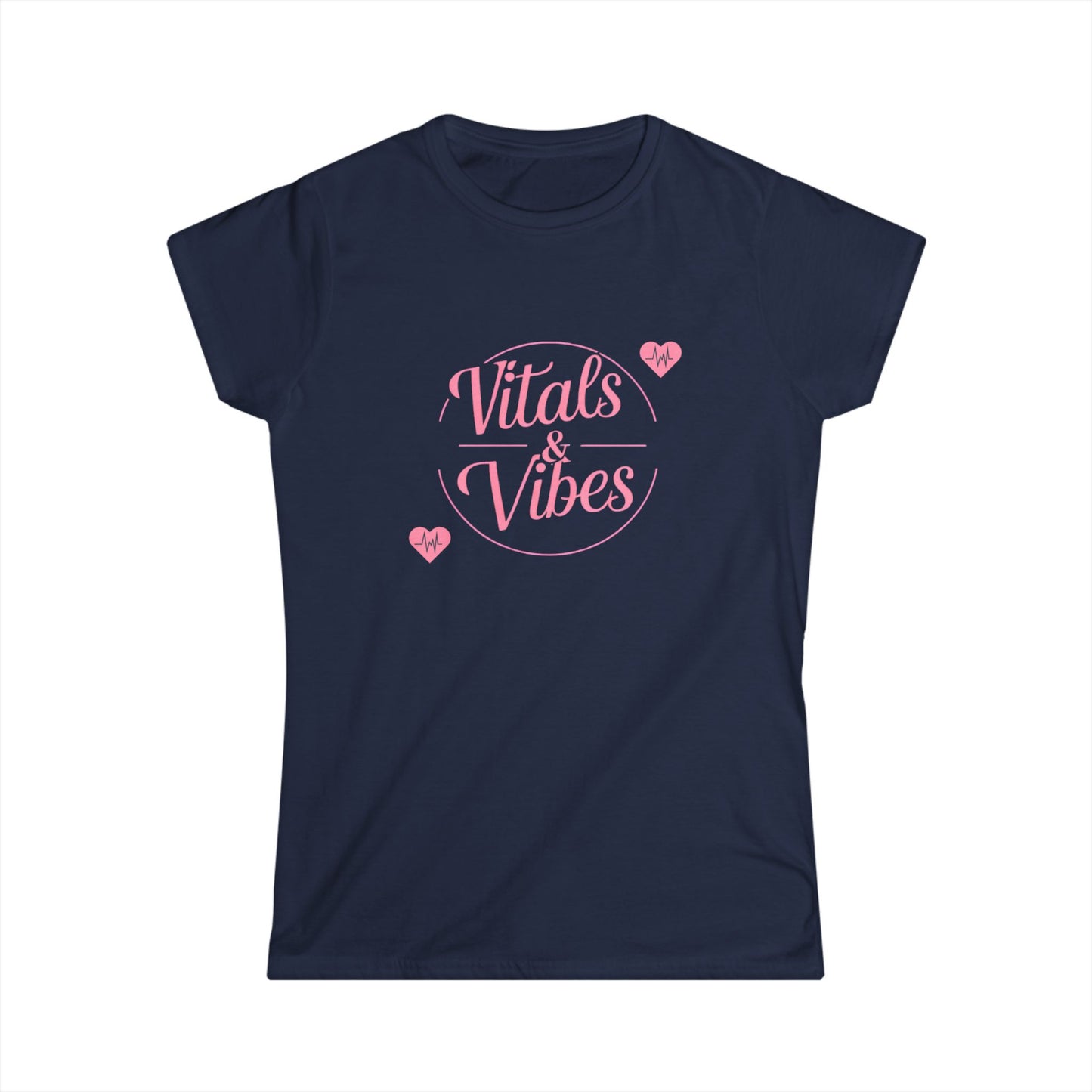 Women's Softstyle Tee for Nurses with 'Vitals & Vibes' Design - Casual Wear, Gift for Friends, Positive Vibes, Birthday Gift, Everyday Comfort