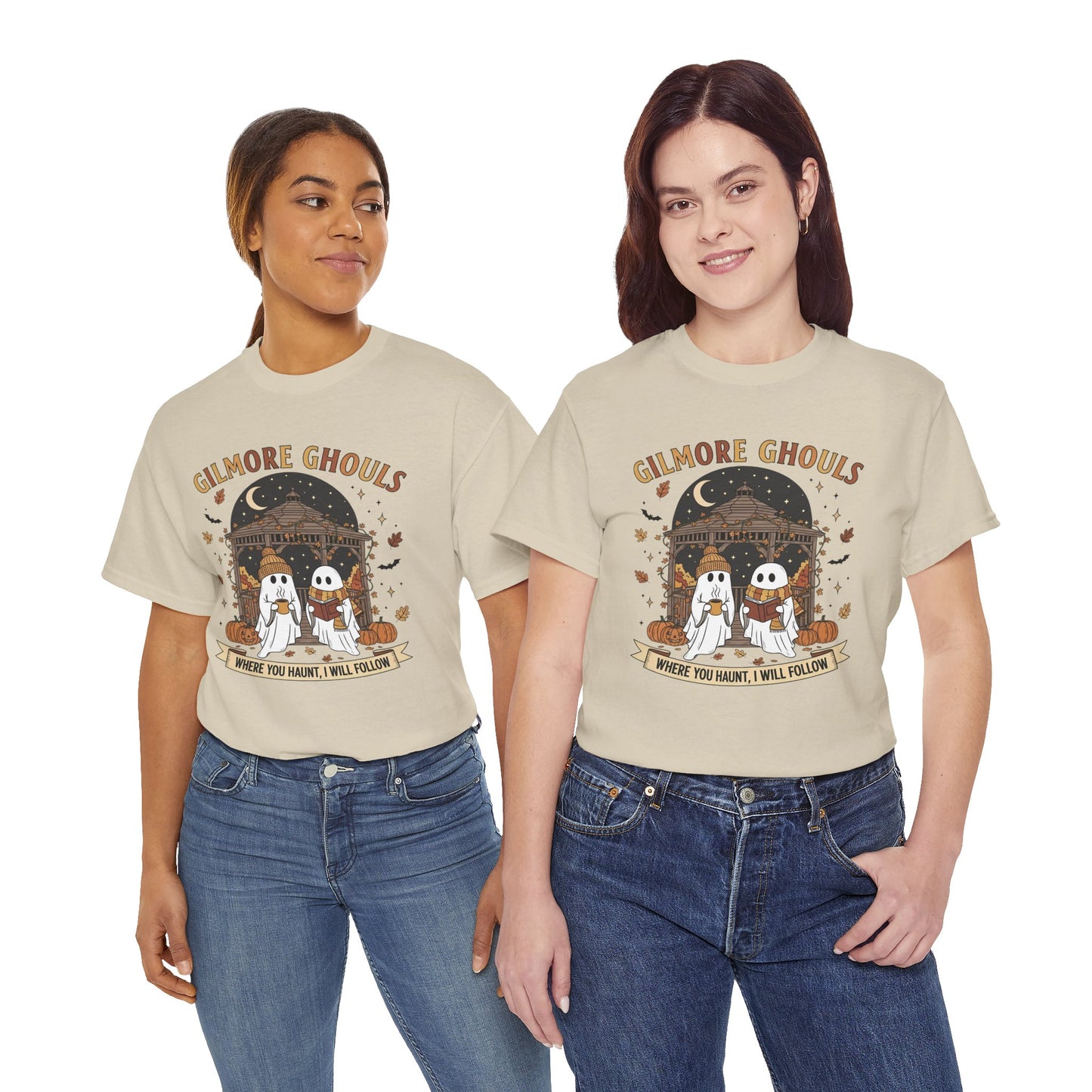 Gilmore Ghouls Unisex Heavy Cotton Tee, Halloween Shirt, Ghost T-Shirt, Spooky Apparel, Cute Halloween Outfit, Fall Fashion