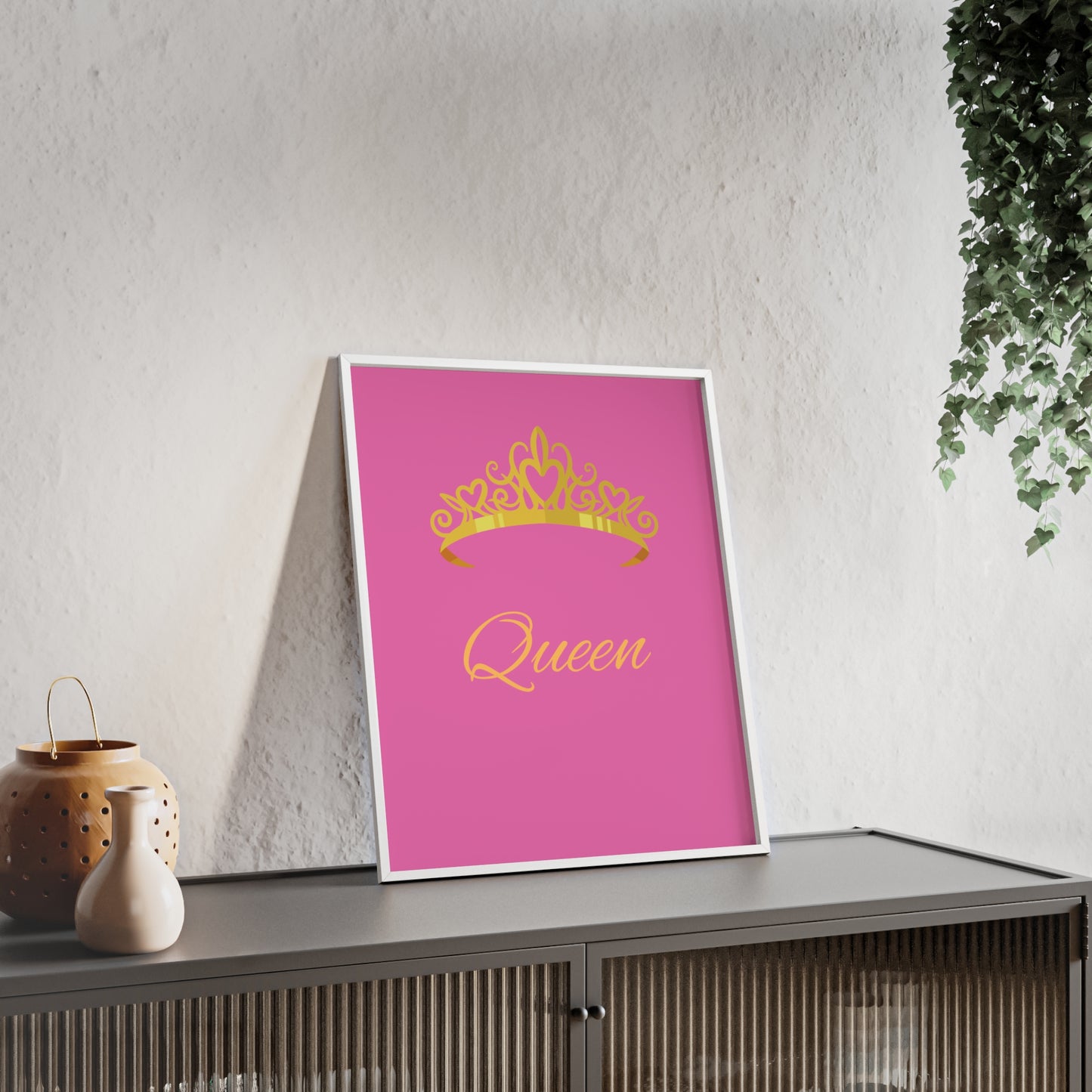 Queen Crown Poster with Wooden Frame, Home Decor, Gift for Her, Birthday, Wall Art, Inspirational Decor, empowerment