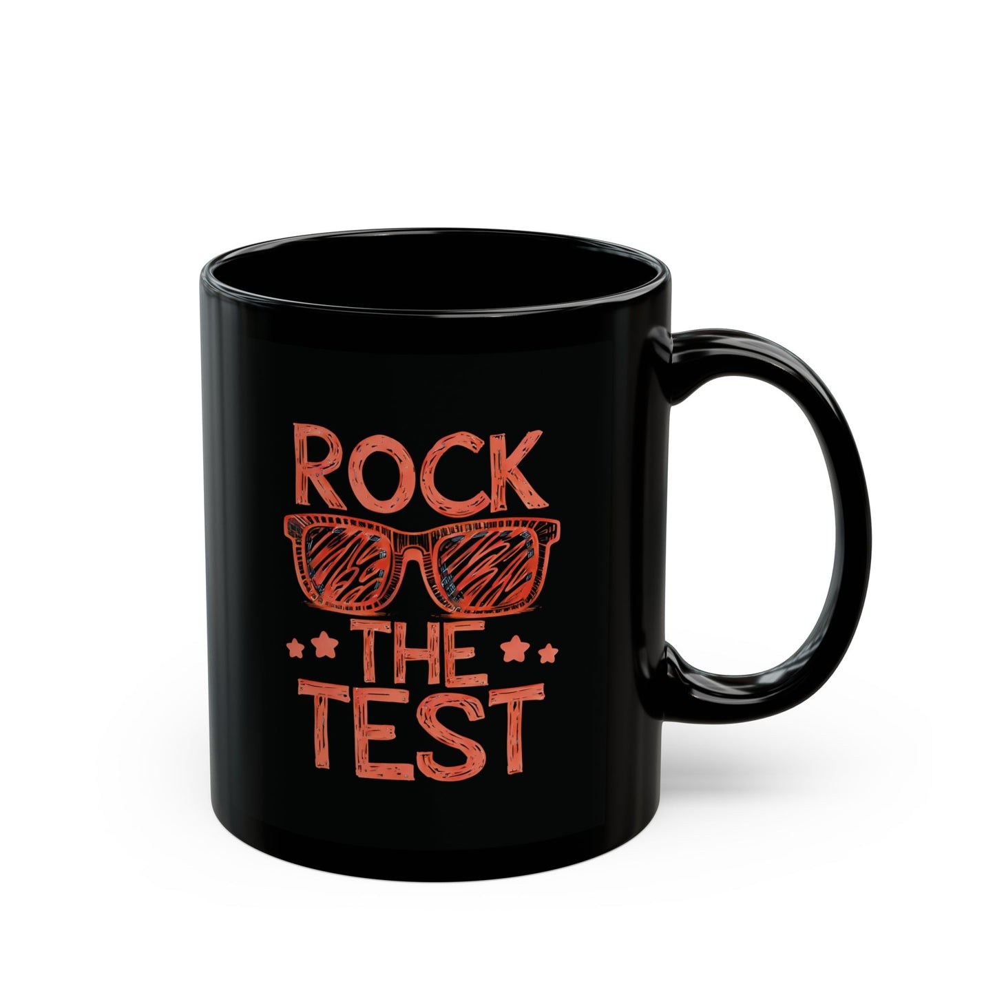 Rock the Test Black Mug - Funny Coffee Mug, Gift for Students, Graduation Gift, Motivational Mug, School Supplies