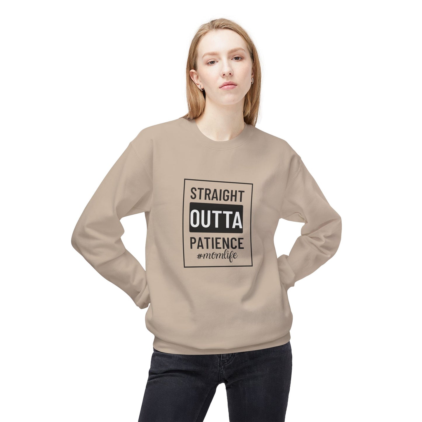 Unisex Crewneck Sweatshirt with "Straight Outta Patience" - Cozy, Family, Self-Care, Relaxation, Everyday Wear