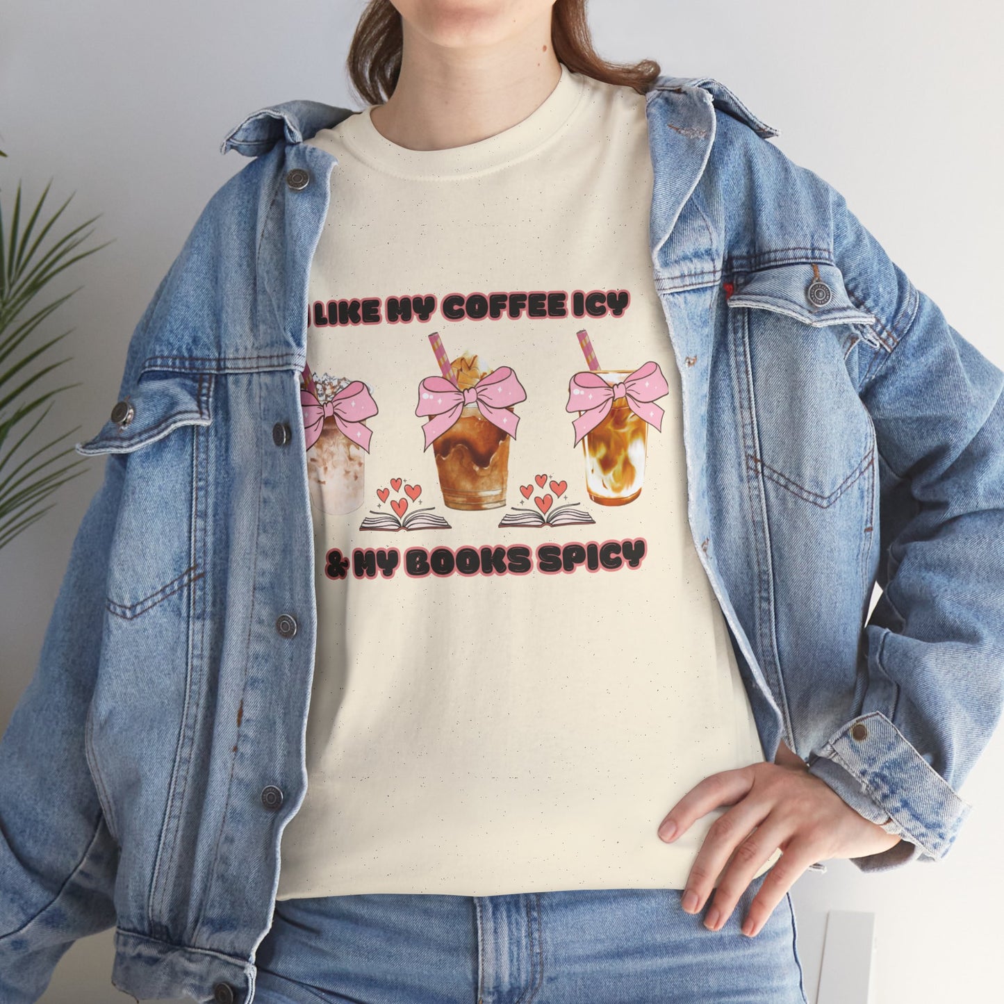 Unisex Heavy Cotton Tee for Coffee and Book Lovers!