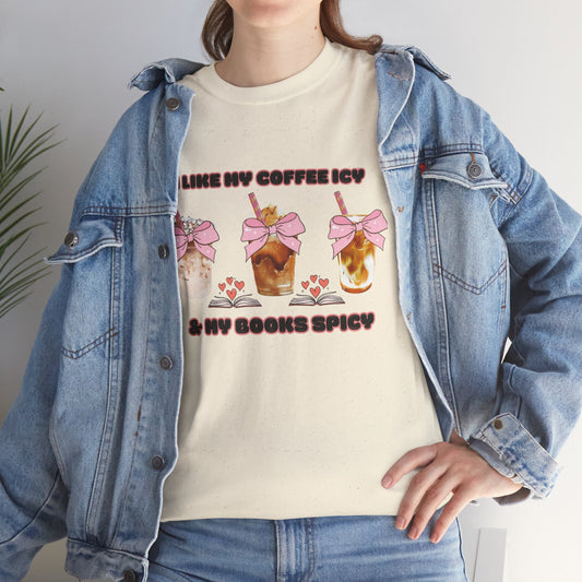 Unisex Heavy Cotton Tee for Coffee and Book Lovers!