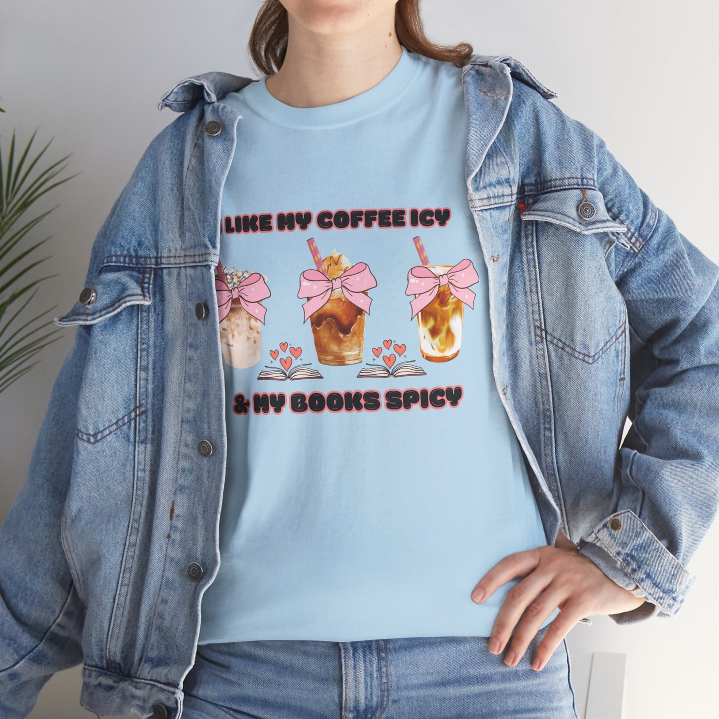 Unisex Heavy Cotton Tee for Coffee and Book Lovers!