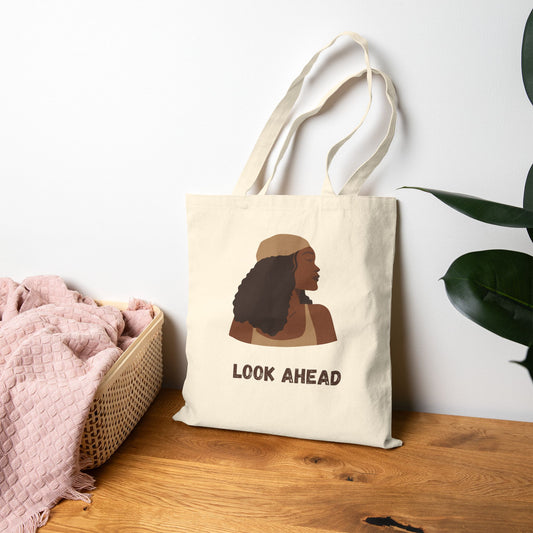 Inspirational Cotton Canvas Tote Bag - 'Look Ahead' Design