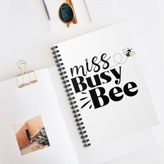 Miss Busy Bee Notebook - Cute Spiral Sketchbook, Back to School Supplies, Gifts for Students, Bees, Journaling