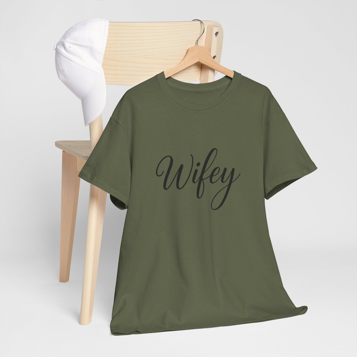 Wifey Unisex Heavy Cotton Tee, Funny Couple Gift, Bridal Shower Gift, Anniversary, Comfortable T-Shirt, Everyday Wear