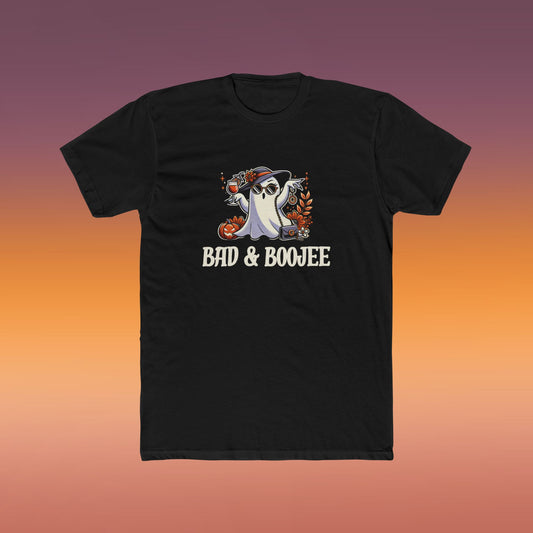 Ghostly Humor Unisex Cotton Crew Tee - Bad & Boojee Halloween Tee, Funny Shirt, Spooky Apparel, Gifts for Halloween Lovers