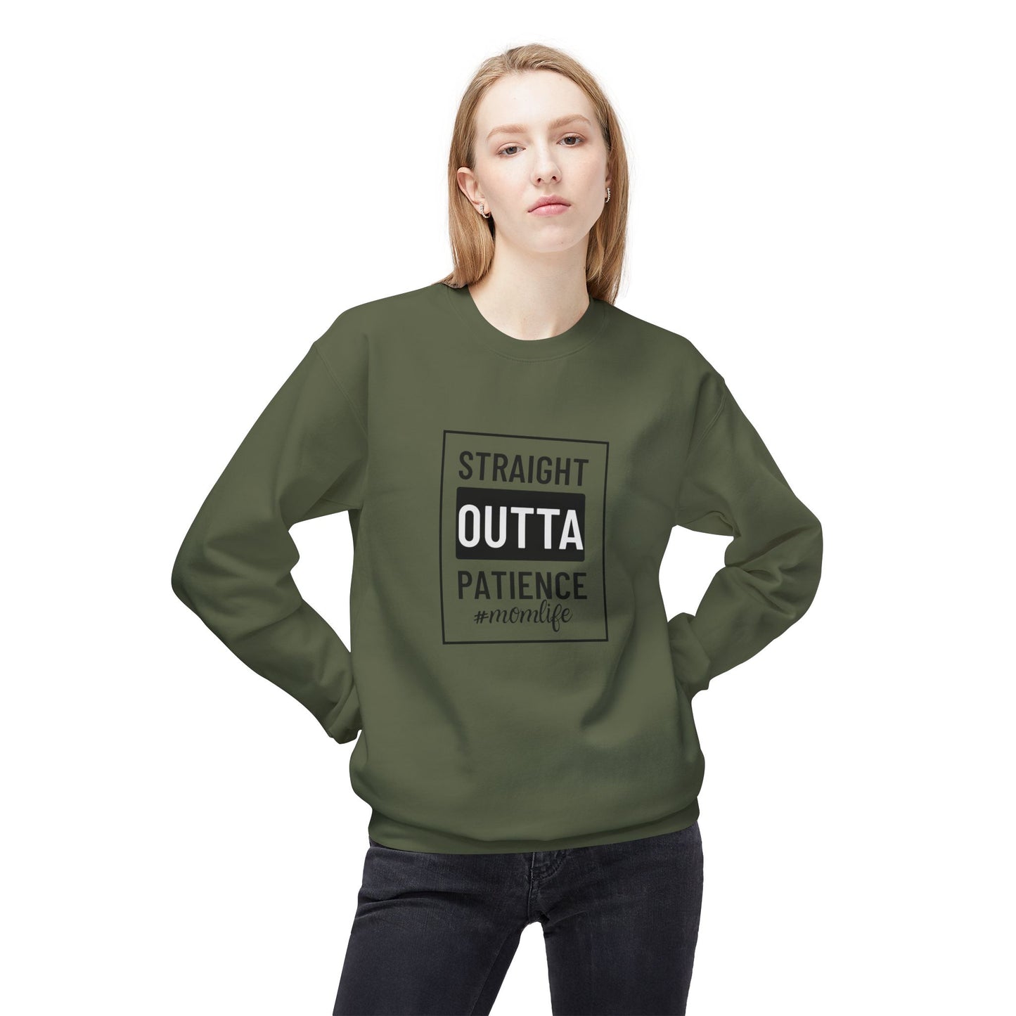 Unisex Crewneck Sweatshirt with "Straight Outta Patience" - Cozy, Family, Self-Care, Relaxation, Everyday Wear