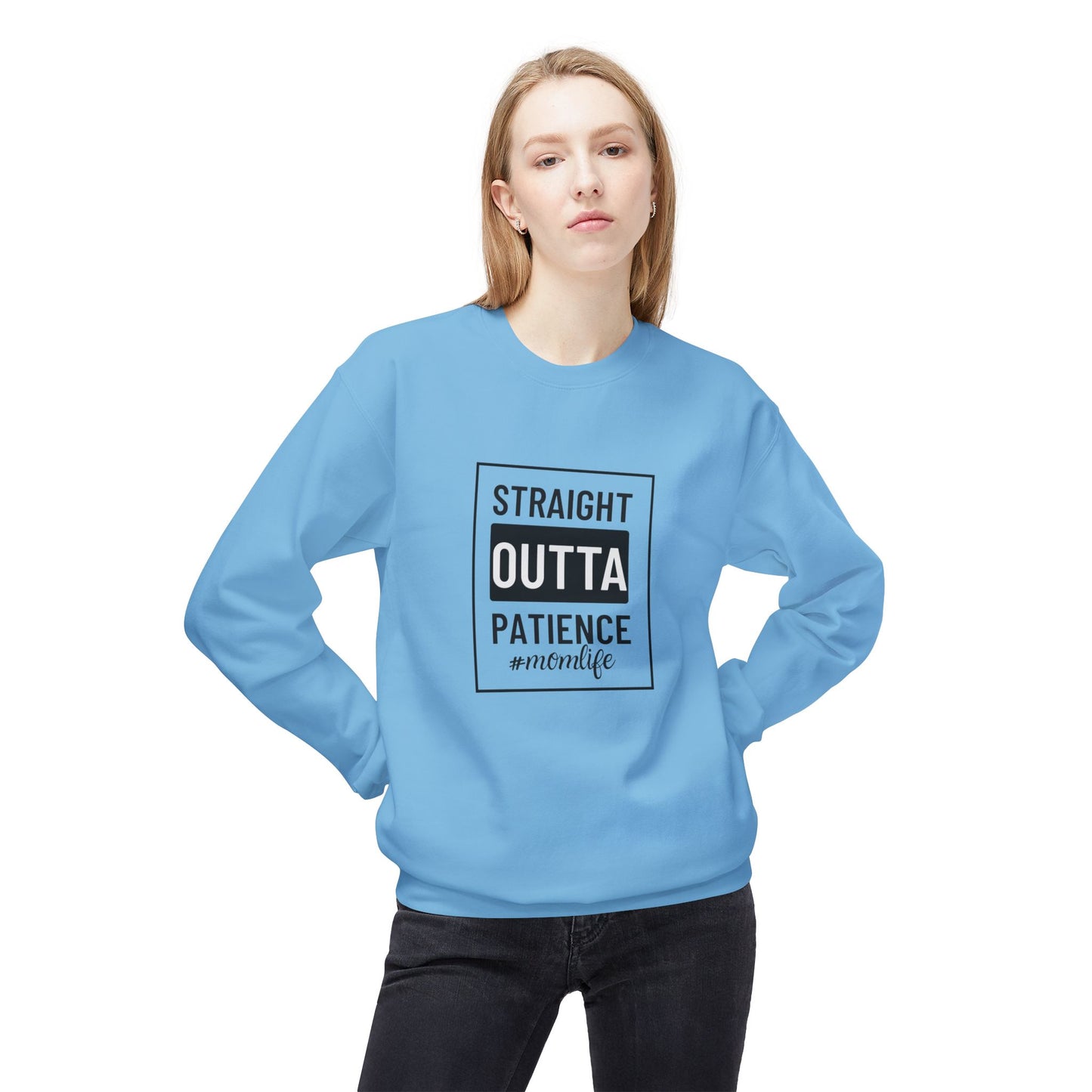 Unisex Crewneck Sweatshirt with "Straight Outta Patience" - Cozy, Family, Self-Care, Relaxation, Everyday Wear
