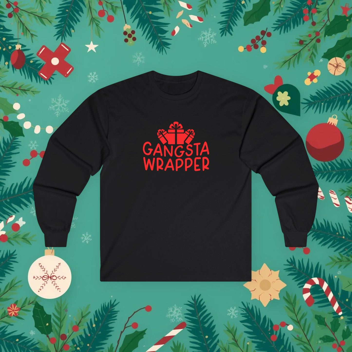 Unisex Ultra Cotton Long Sleeve Tee/Gift Wrapper/Gangster Wrapper/Holidays