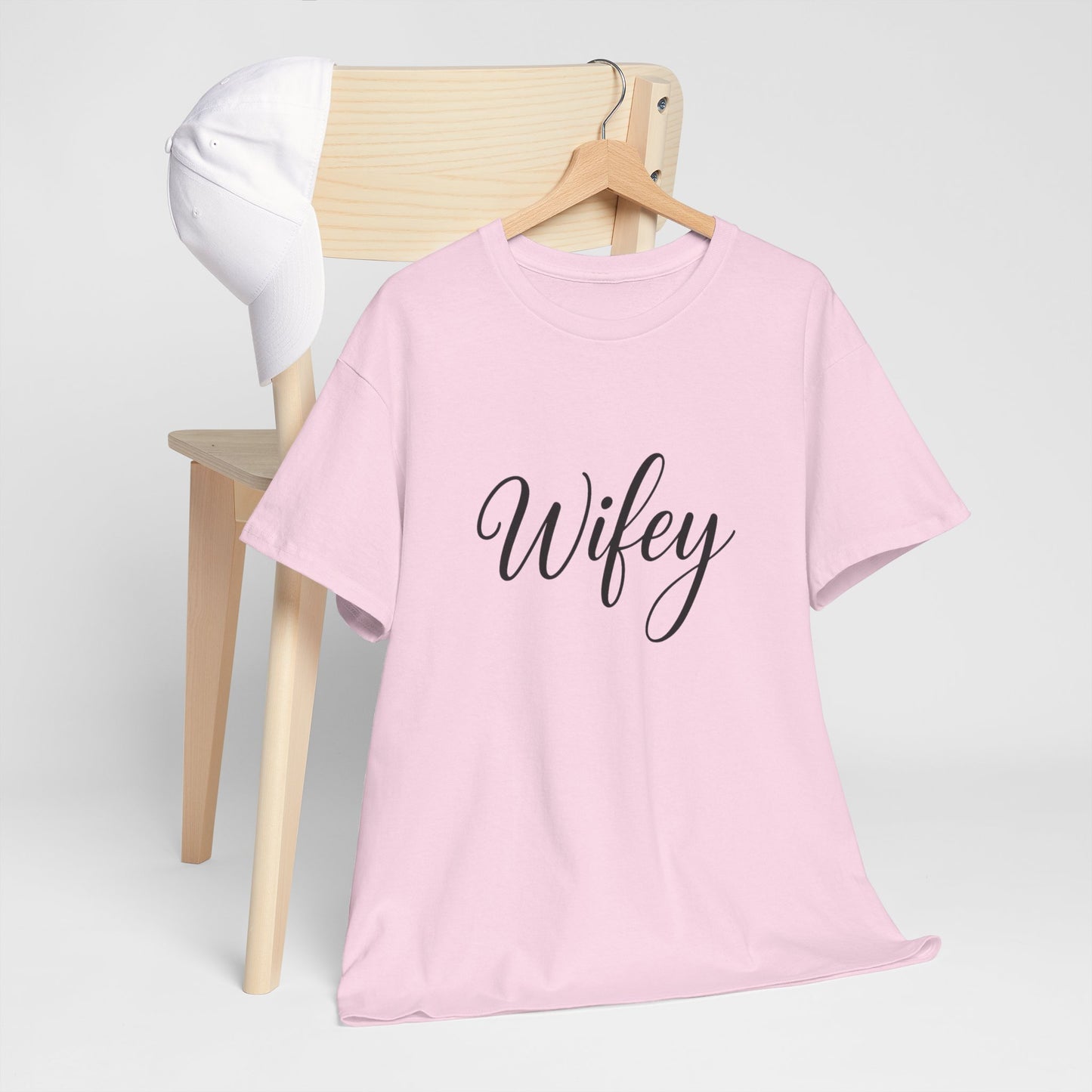 Wifey Unisex Heavy Cotton Tee, Funny Couple Gift, Bridal Shower Gift, Anniversary, Comfortable T-Shirt, Everyday Wear