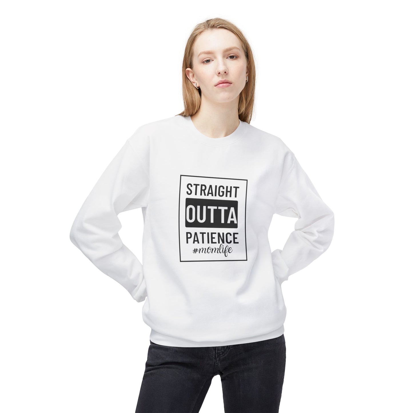 Unisex Crewneck Sweatshirt with "Straight Outta Patience" - Cozy, Family, Self-Care, Relaxation, Everyday Wear