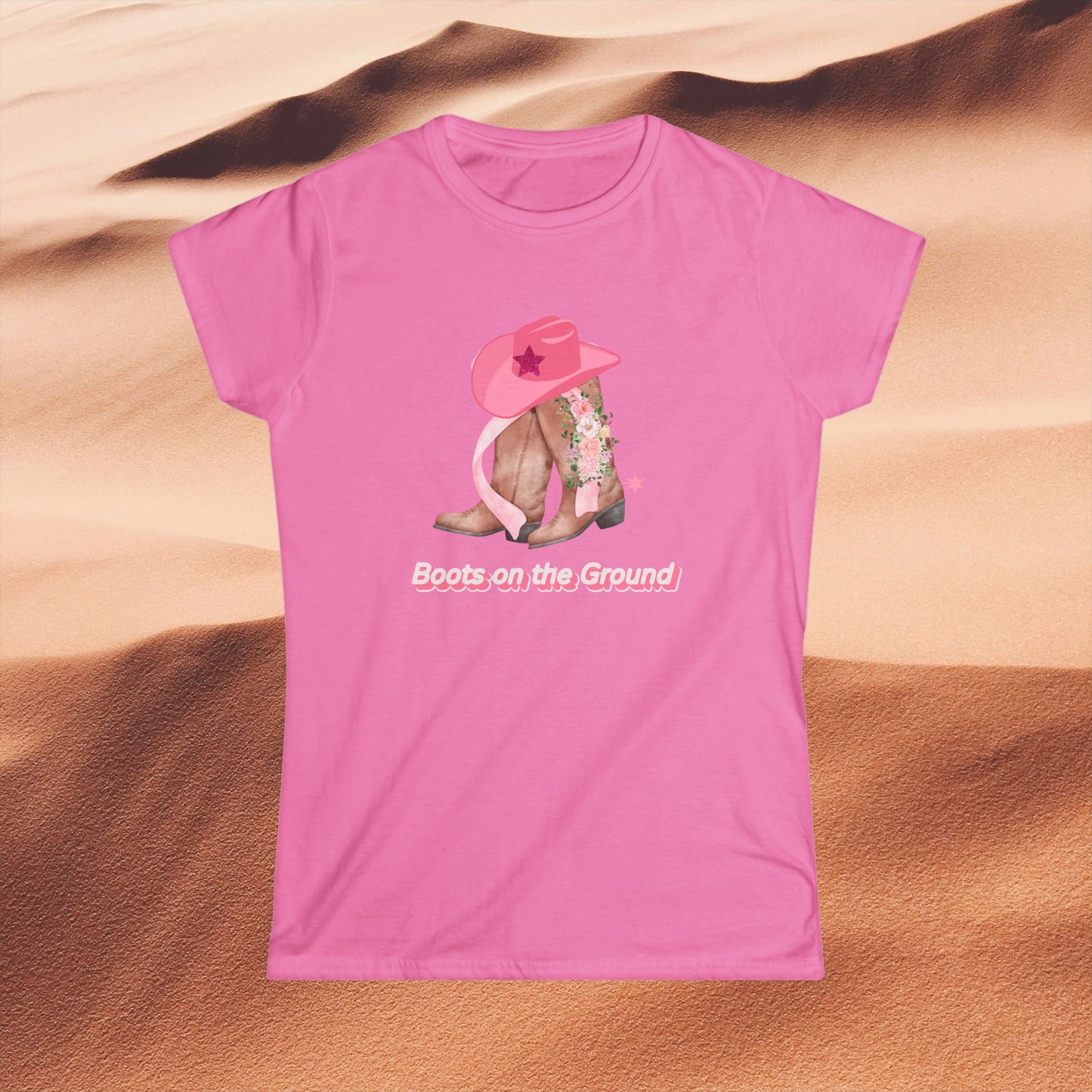 Cowgirl Vibe Women's Softstyle Tee | Boots & Cowboy Hat Graphic Tee, Country Music Apparel, Casual Outfit, Western Wear